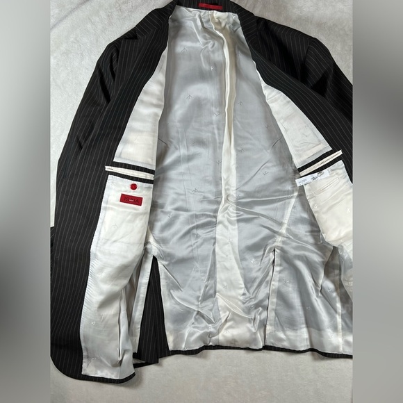 Isaia 46R 36W Super 120’s Black Estate Stripe Lana Wool 2 Vent Surgeon Cuff Suit - Picture 4 of 14